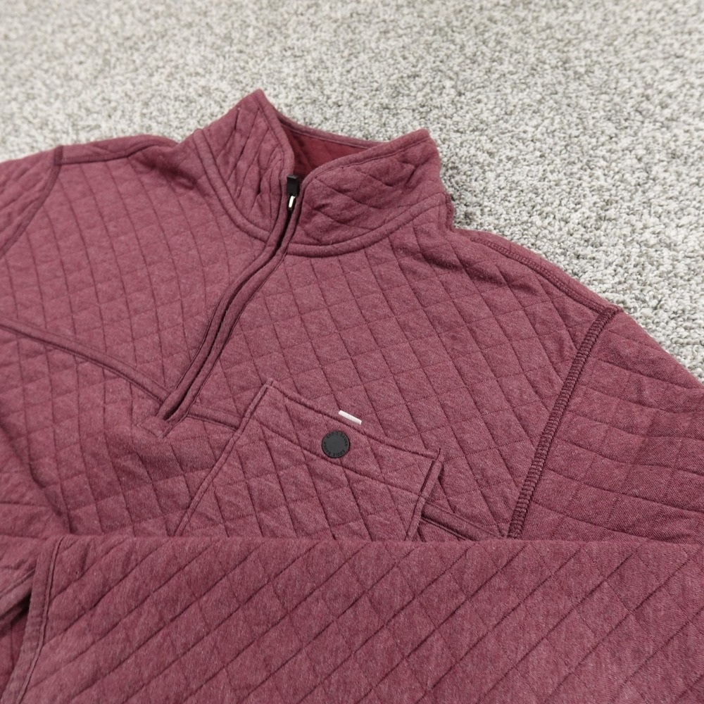 Eddie Bauer Pullover Mens M Red Purple Quilted 1/4 Zip Sweater Outdoor Hiking